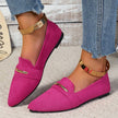 Women’s Pointed Toe Flat Shoes with Gold-Tone Ankle Strap & Metal Bar Detail