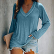 Women's Casual V-Neck Long Sleeve T-Shirt – Loose Lightweight Top