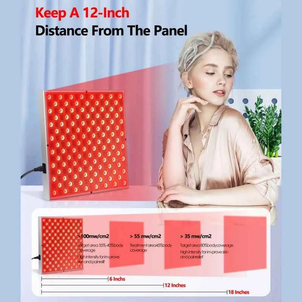 LED Red Light Therapy Panel Lamp – 225 LED Light Facial Skin Care & Body Therapy Device for Beauty Treatment