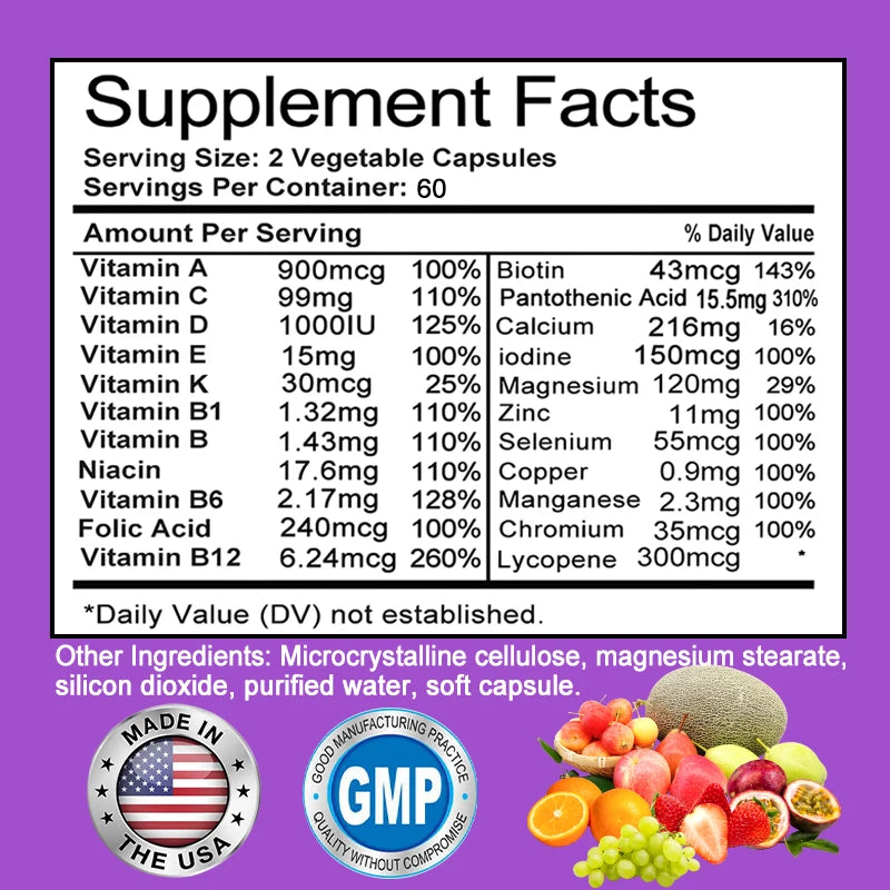 bcuelov Men's Multivitamin 120ct - 60 Servings