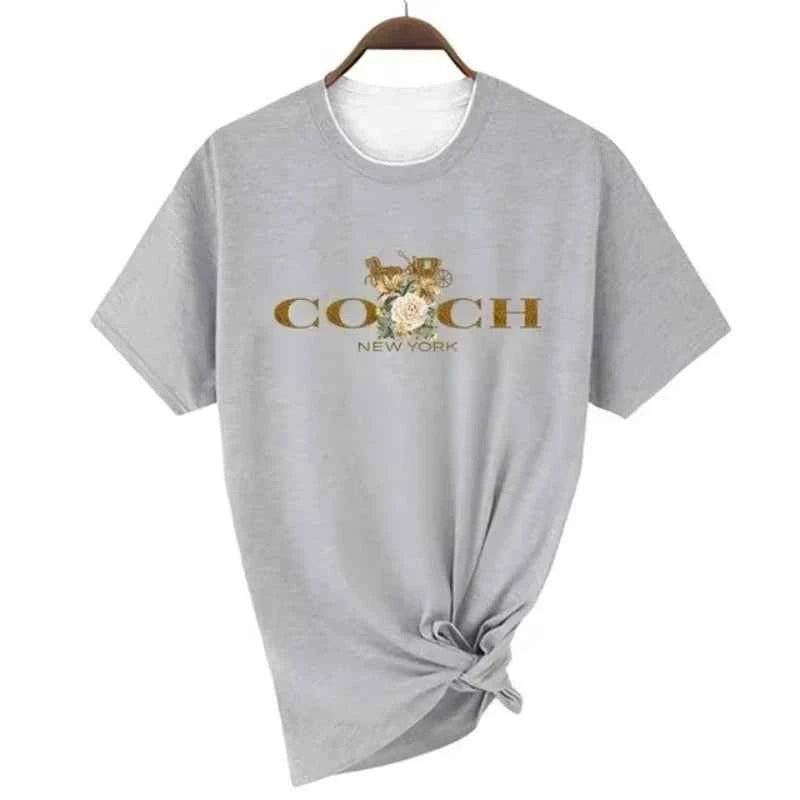 Coach Logo Graphic T-shirt – Stylish Casual Wear for Women | White, Red, Pink, Black & Grey