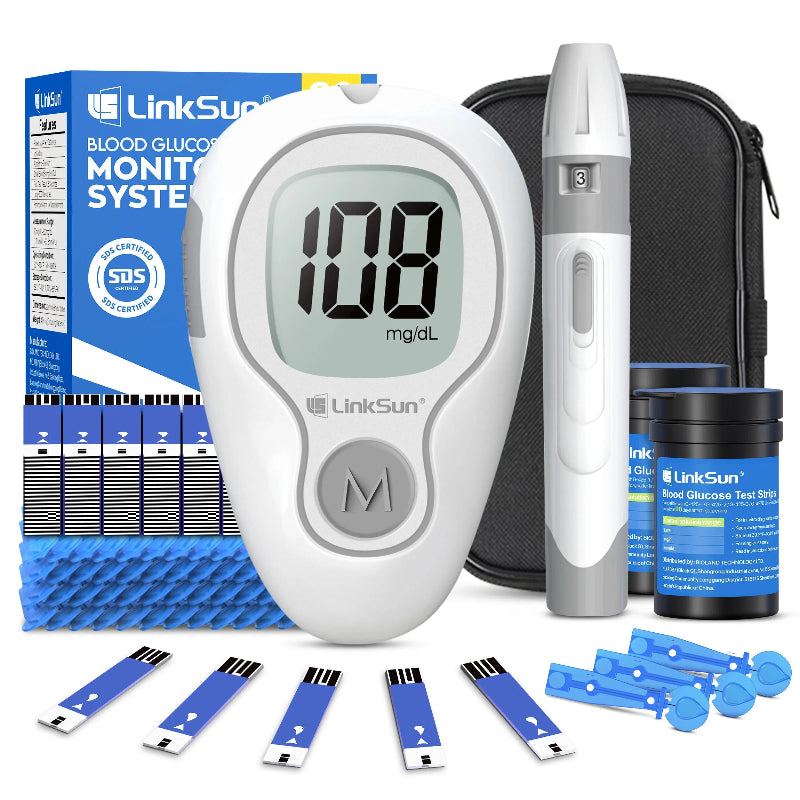 LinkSun Blood Glucose Monitor Kit with Test Strips & Lancing Device