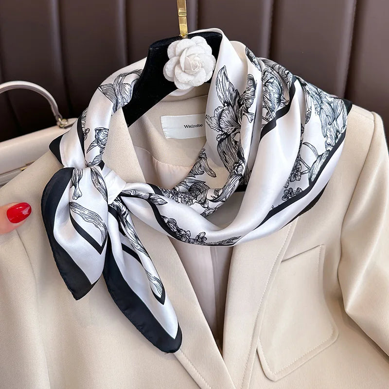 Women’s Printed Square Hair Scarf for Neck and Bag Styling