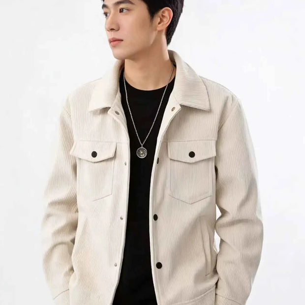 Men's Premium Corduroy Trucker Jacket, Vintage Utility Pocket Design, Elevated Smart Casual Essential