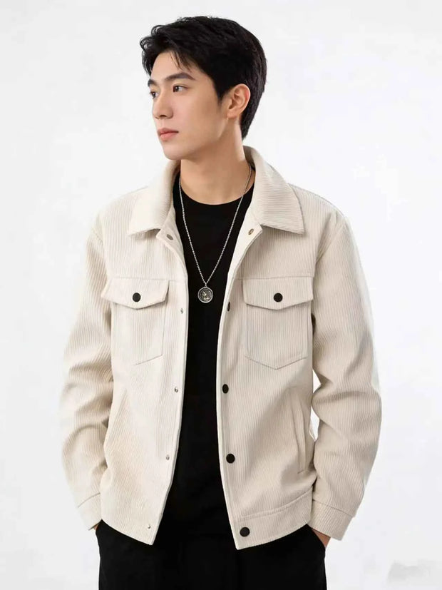 Men's Premium Corduroy Trucker Jacket, Vintage Utility Pocket Design, Elevated Smart Casual Essential