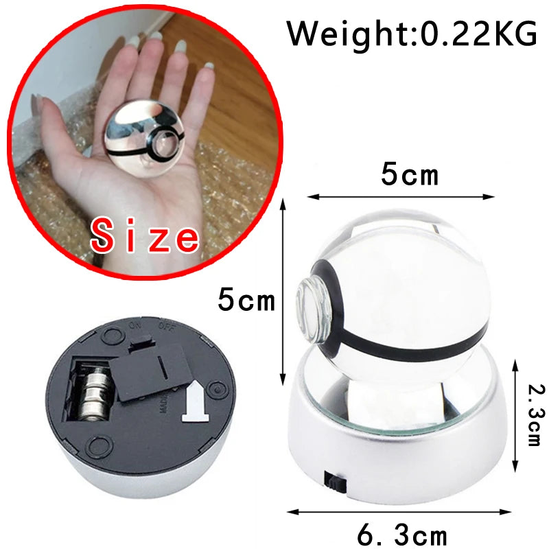 Pokémon 3D Crystal Ball Night Light with Color-Changing LED Base
