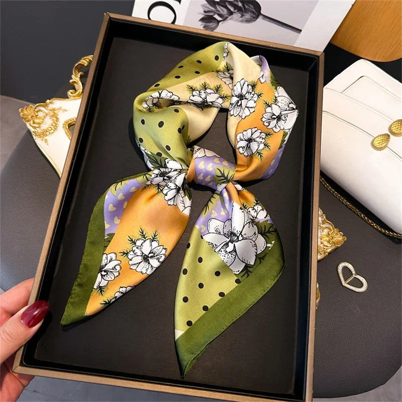 Women’s Luxury Print Neckerchief Scarf for Hair Neck and Handbag