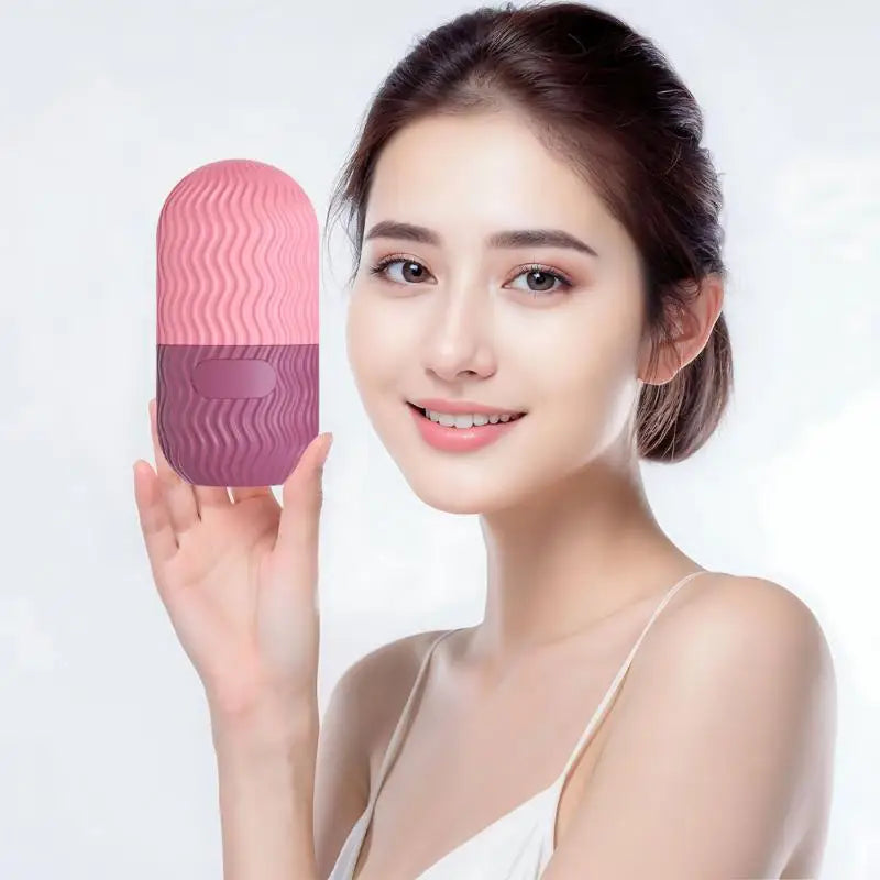 Silicone Cube Tray Shape Facial Ice Roller Reusable Face Massage Roller Skin Care Tool