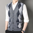 Men’s Knitted V-Neck Button-Up Sweater Vest Cardigan with Pockets