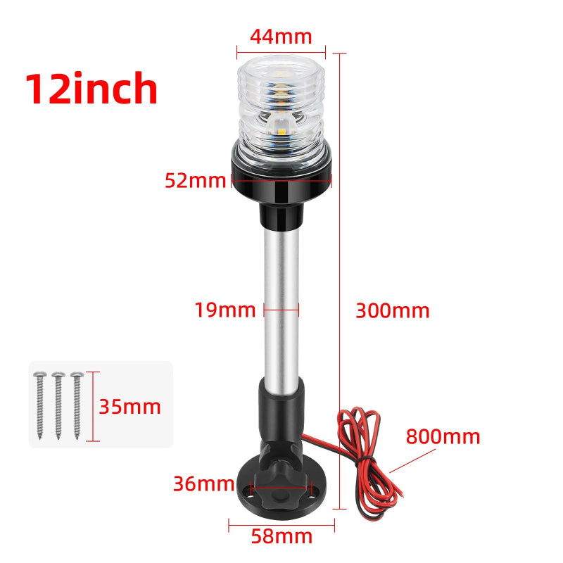 12V/24V Waterproof LED Marine Boat Navigation Light 180° Rotating Sailing Anchor Light