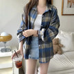 Women's Plaid Button-Up Shirt – Long Sleeve Loose Fit Casual Blouse