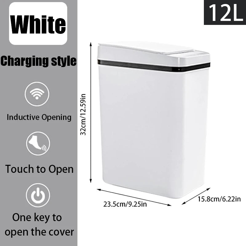 12L Smart Motion Sensor Trash Can with Automatic Lid – Touchless Waste Bin for Bathroom & Kitchen