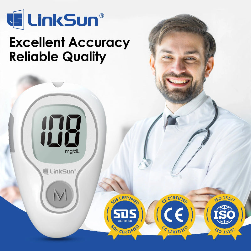 LinkSun Blood Glucose Monitor Kit with Test Strips & Lancing Device