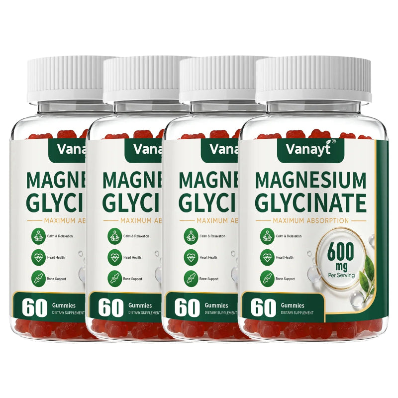 Magnesium Glycinate 600mg Per Serving with Black Pepper, Vitamin D3 & B6 – Muscle, Joint, Nerve & Nighttime Relaxation Support