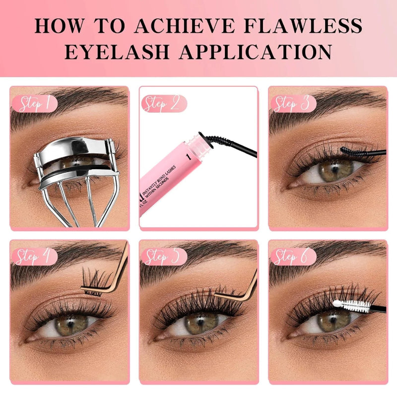 Eyelash Glue Kit with Bond & Seal, Lash Remover and Tweezer Set