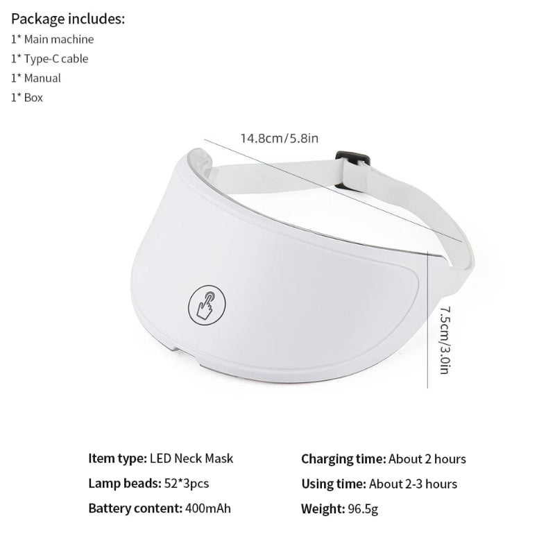 7-Color LED Facial Mask with Neck Light Therapy Mask – Wireless Rechargeable Skin Rejuvenation Beauty Device