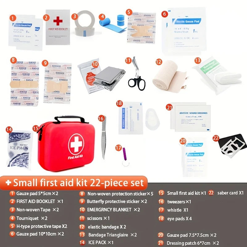 38-Piece Portable First Aid Kit with Red Zippered Medical Storage Case