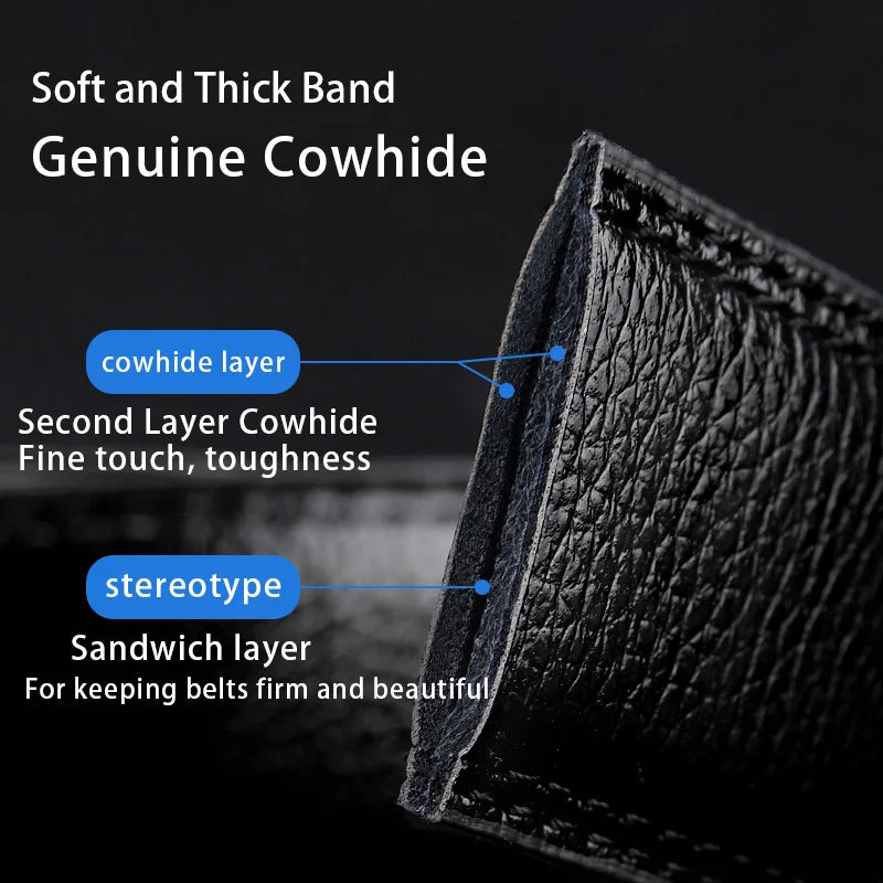 Premium Black Leather Belt with Stylish Metal Buckle