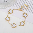 Clover Charm Bracelet Set – Gold-Tone Chain Bracelets with Multi-Color Clover Charms