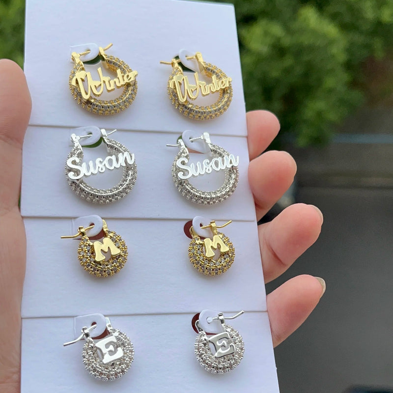 Winter & Susan Name Hoop Earrings