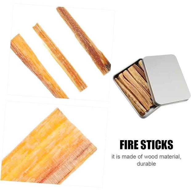 1-Box 170g Fatwood Fire Starter Sticks with Metal Storage Tin for Outdoor Camping