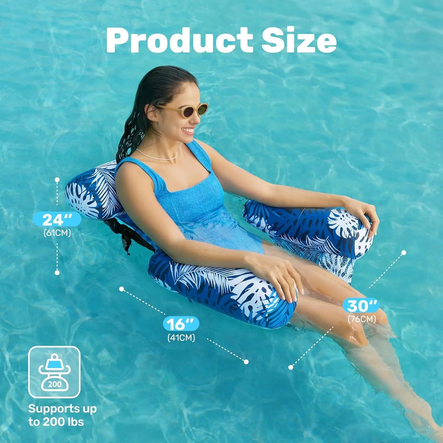 Adult Inflatable Lounger Portable Pool Float Chair Recliner for Relaxation at Swimming Pool, Lake & Beach