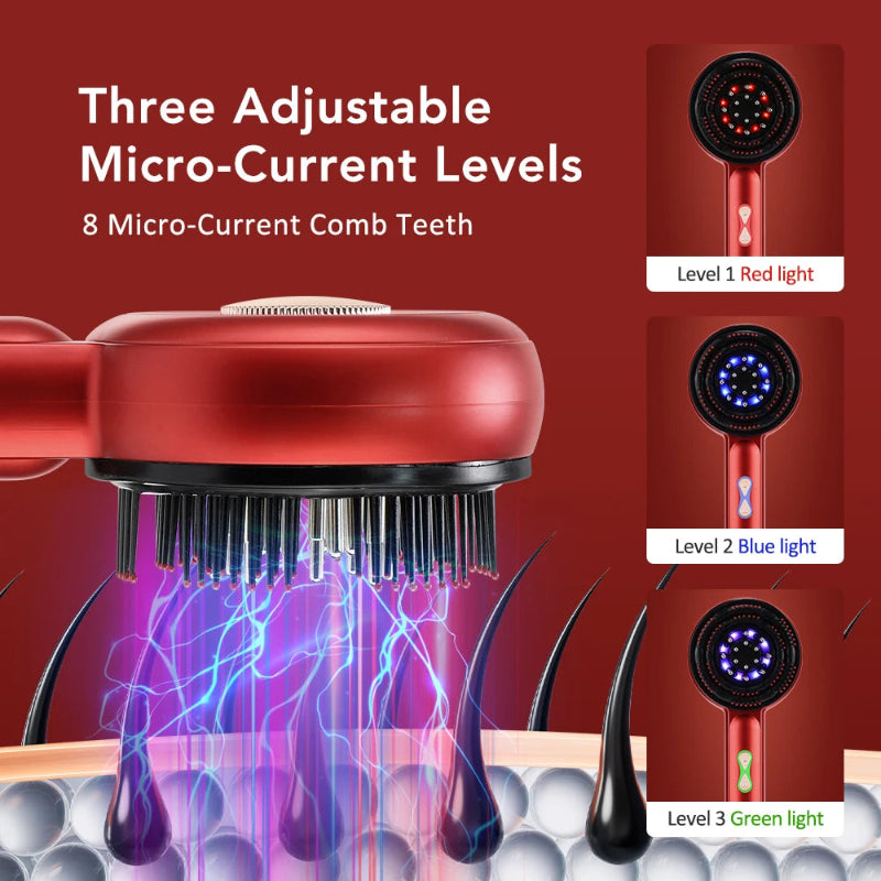 Electric Scalp Massage Comb with Light Therapy & Oil Applicator