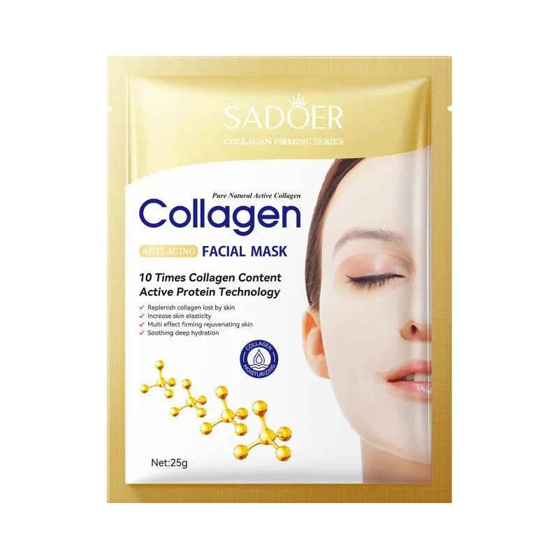 SADOER 10pcs Korean Collagen Facial Mask Anti Wrinkle Anti Aging Moisturizing Brightening Skin Care Mask
