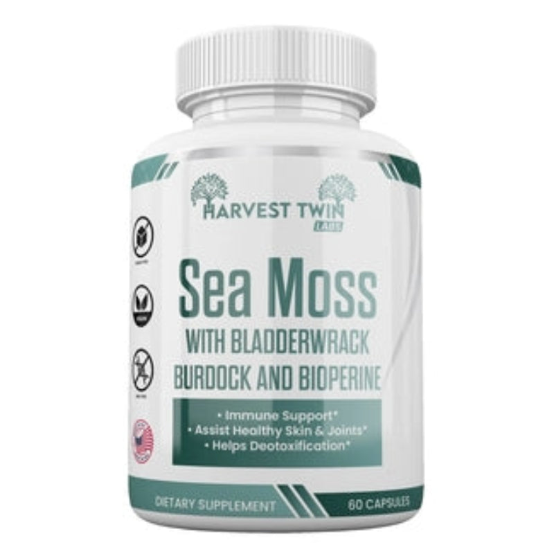 Harvest Twin Sea Moss with Bladderwrack, Burdock, and Bioperine – 60 Capsules