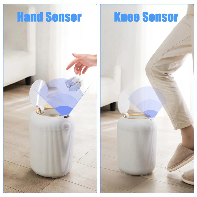 Automatic Smart Trash Can with Lid – Small Plastic Motion Sensor Waste Bin for Bedroom, Bathroom & Kitchen