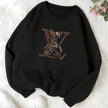 LV Teddy Bear Graphic Crew Neck Pullover Sweatshirt – Black & White