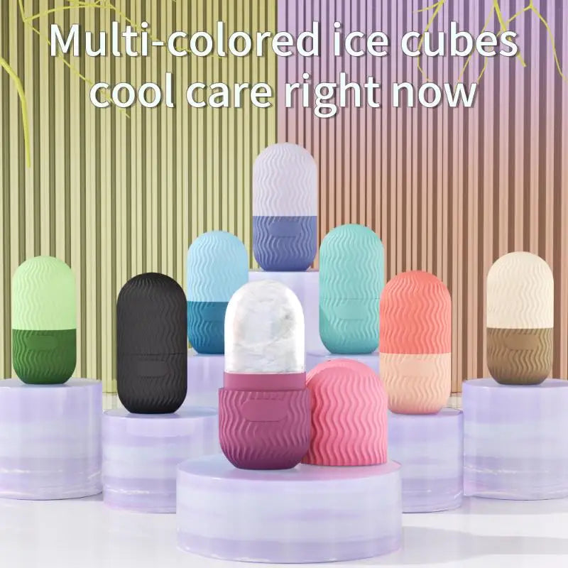 Silicone Cube Tray Shape Facial Ice Roller Reusable Face Massage Roller Skin Care Tool