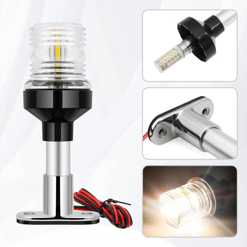12V/24V Waterproof LED Marine Boat Navigation Light 180° Rotating Sailing Anchor Light