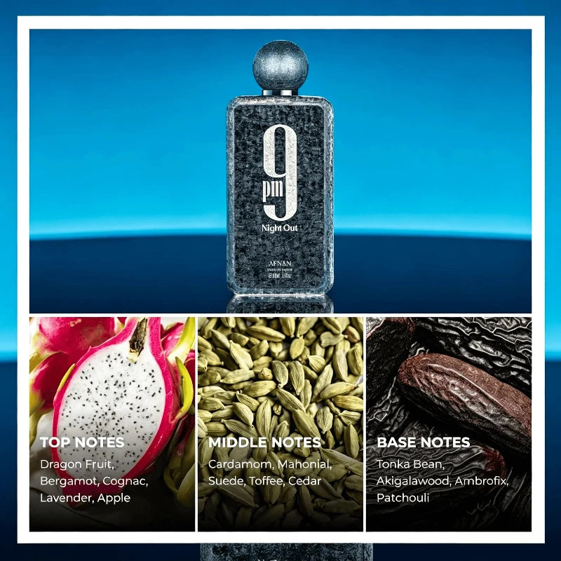 Afnan 9 PM Night Out Extrait De Parfum 100ml (3.4 oz) Unisex Fragrance