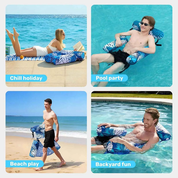 Adult Inflatable Lounger Portable Pool Float Chair Recliner for Relaxation at Swimming Pool, Lake & Beach