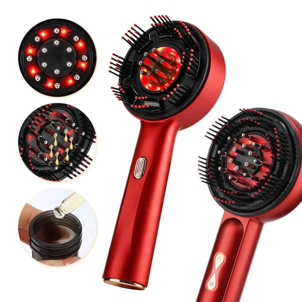 Electric Massage Comb Kneading Scratching Head Massager Deep Tissue Scalp Circulation Light Therapy Brush with Oil Applicator