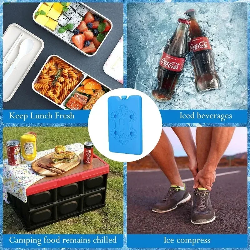 Reusable Ice Pack Water Injection Cooler Box for Lunch Bags & Fresh Food Storage