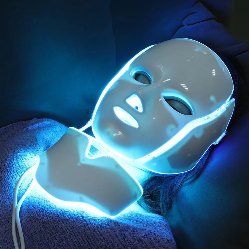 7 Color LED Face & Neck Beauty Mask – Photon Red Light Therapy Facial Skin Care Mask for Rejuvenation