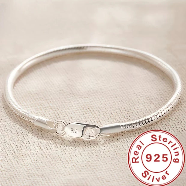 Silver-Tone Textured Bracelet – Slim Polished Wrist Chain Bracelet