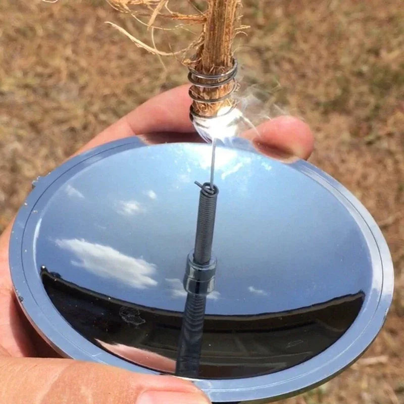 1PC Portable Reflective Solar Fire Starter with Adjustable Spring Holder for Outdoor Camping