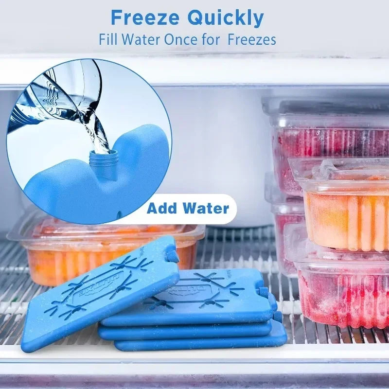 Reusable Ice Pack Water Injection Cooler Box for Lunch Bags & Fresh Food Storage