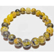 Yellow Beaded Bracelet Silver Charm Natural Stone Jewelry