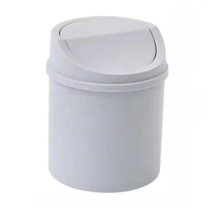 Mini Desktop Trash Can with Lid – Cylindrical Tabletop Waste Bin for Office & Coffee Bar
