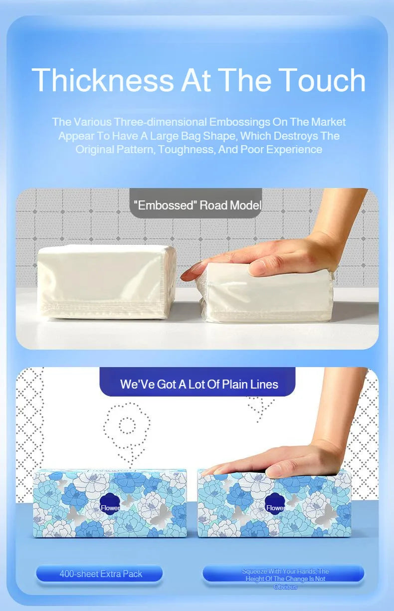 Manhua Household Tissue Paper 20 Packs Bulk 400 Sheets Each Thickened Soft Disposable Napkins for Home Daily Cleaning Face Towel