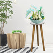 Wooden Round 3-Leg Flower Stand – White Top Plant Display Table in Two Sizes