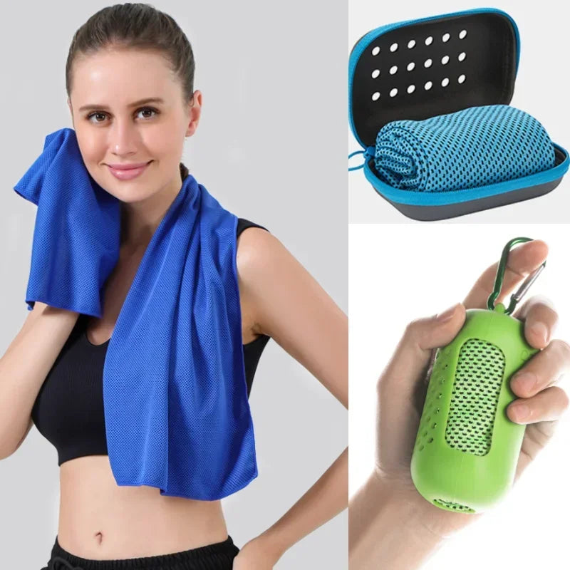 Quick Dry Cooling Towel with Portable Case for Sports Fitness and Outdoor Activities