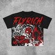 American New Neutral Fly Rich Graphic T-shirt Printed Men's and Women's Y2K Summer Short-sleeved Oversized T-shirt Street Tops