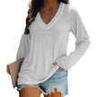 Women's Casual V-Neck Long Sleeve T-Shirt – Loose Lightweight Top