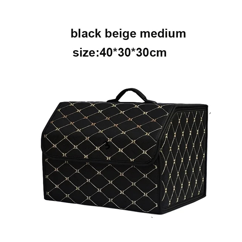 Car Trunk Organizer Box Large Capacity Folding Leather Storage Bag