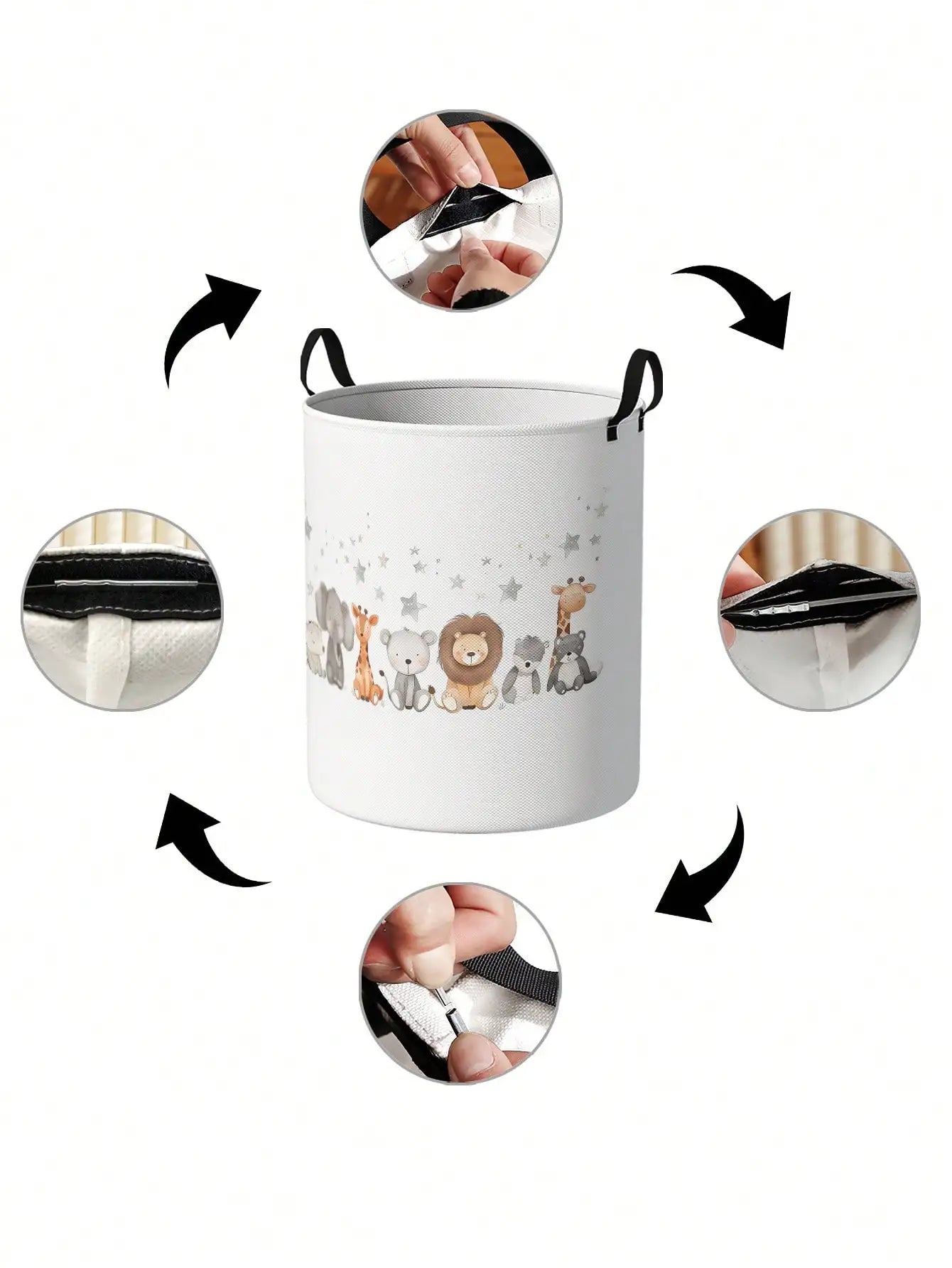 Animal Laundry Basket Foldable Canvas Storage Basket
